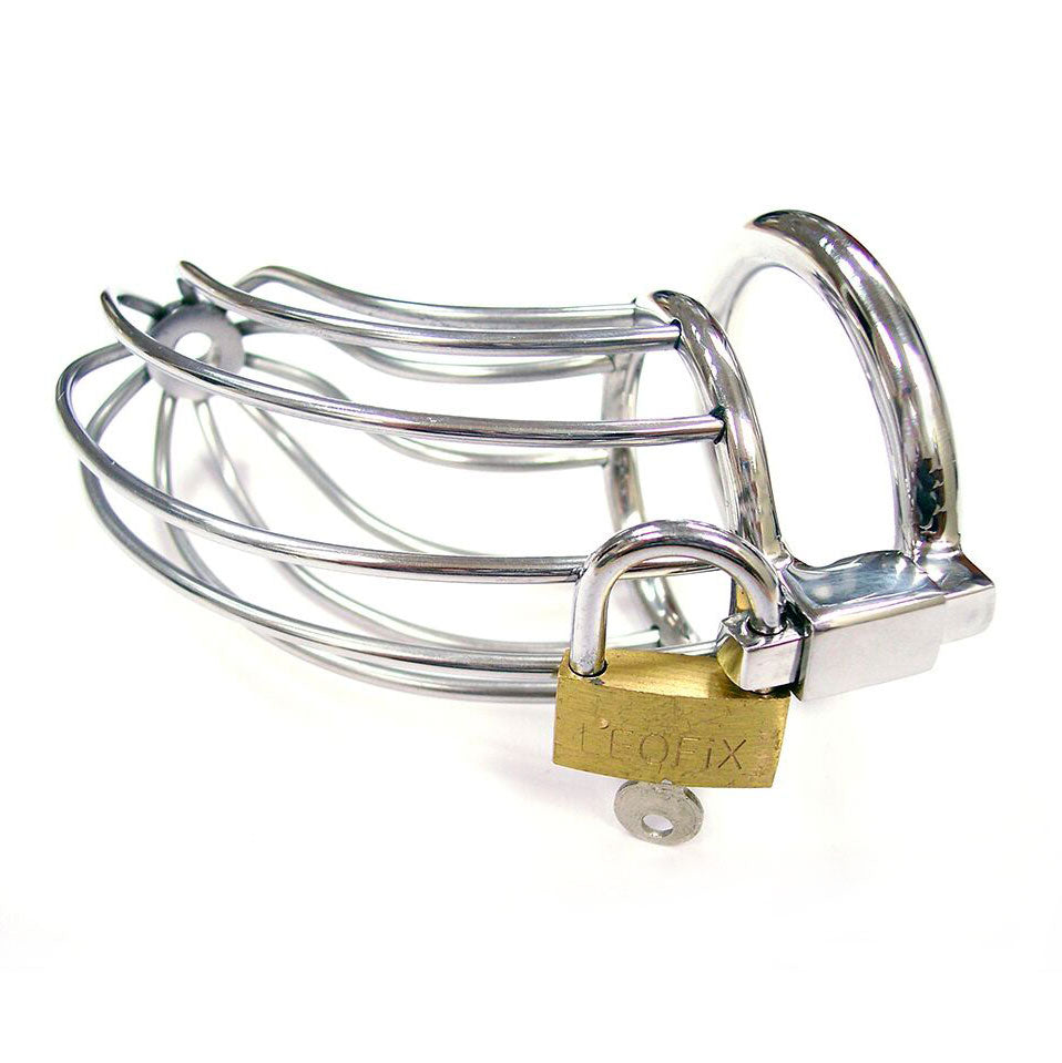 Rouge Stainless Steel Chasity Cock Cage With Padlock - Peaches & Cream