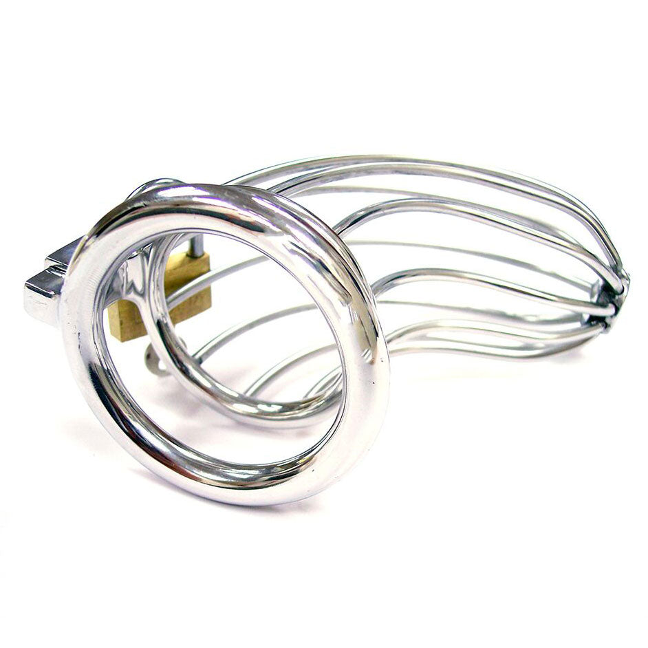 Rouge Stainless Steel Chasity Cock Cage With Padlock - Peaches & Cream