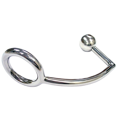 Rouge Stainless Steel Cock Ring With Anal Probe - Peaches & Cream