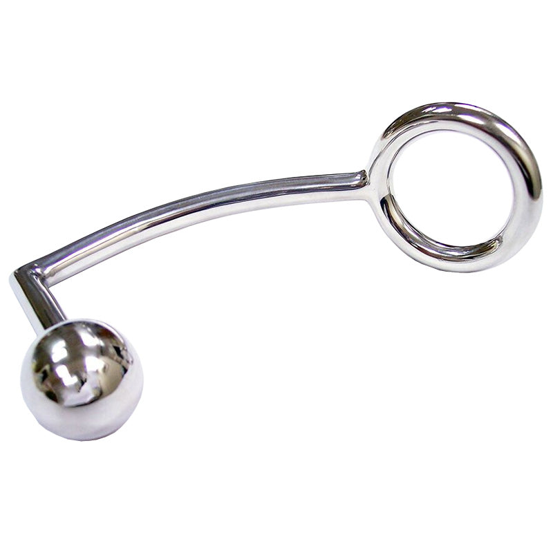 Rouge Stainless Steel Cock Ring With Anal Probe - Peaches & Cream