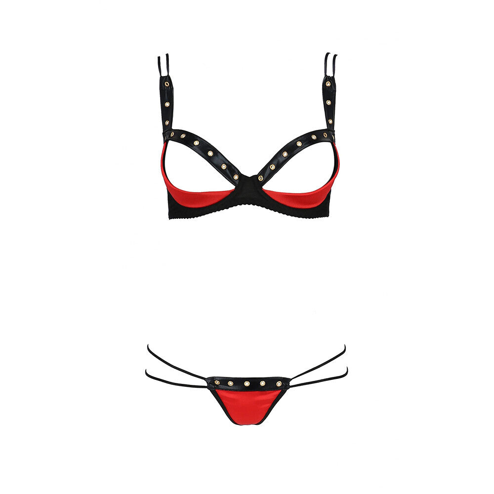 Passion Midori Red And Black Bra Set - Peaches & Cream