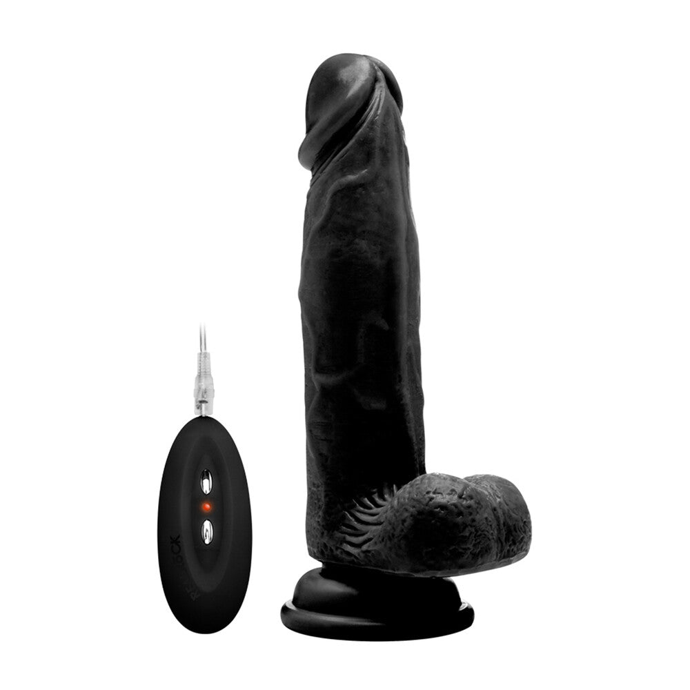 RealRock 8 Inch Vibrating Realistic Cock With Scrotum - Peaches & Cream