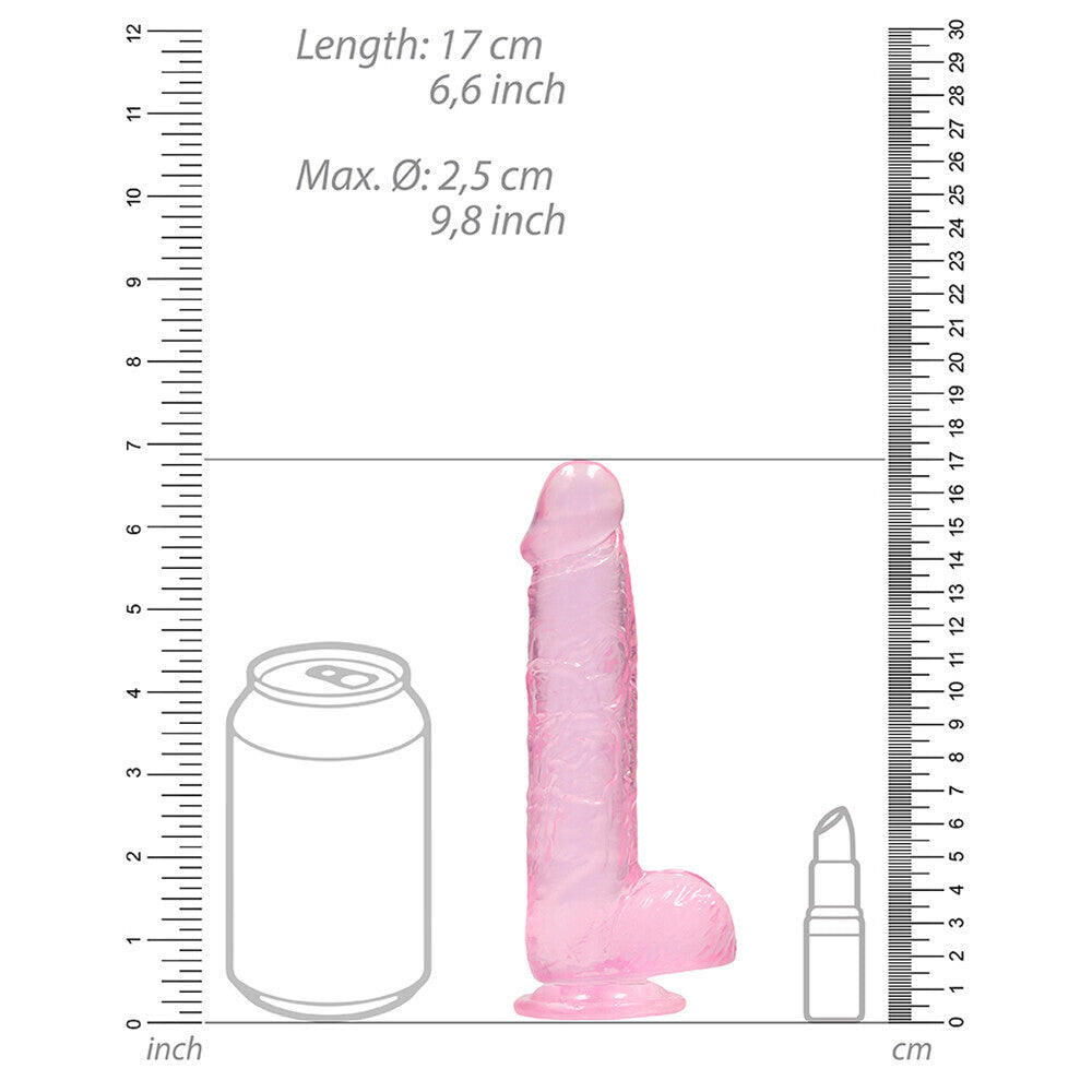 RealRock 6 Inch Pink Realistic Crystal Clear Dildo - Peaches & Cream