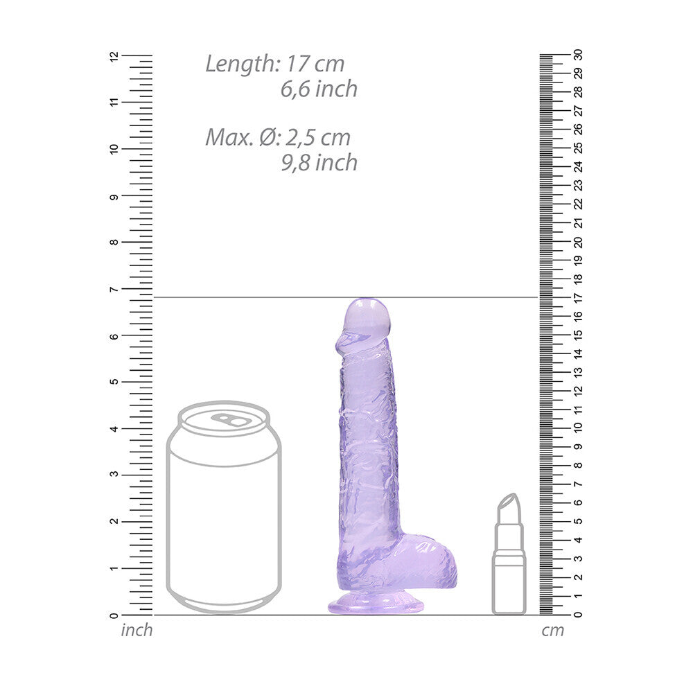 RealRock 6 Inch Purple Realistic Crystal Clear Dildo - Peaches & Cream