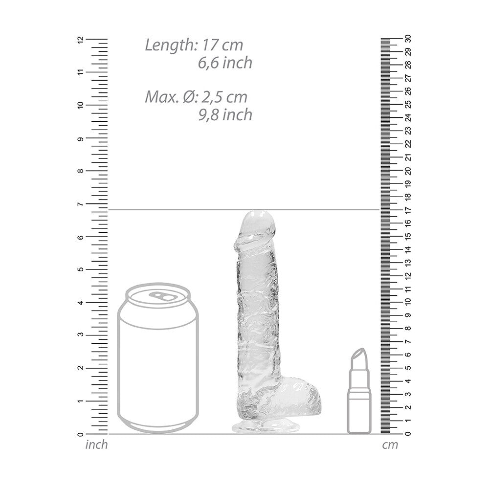 RealRock 6 Inch Transparent Realistic Crystal Clear Dildo - Peaches & Cream