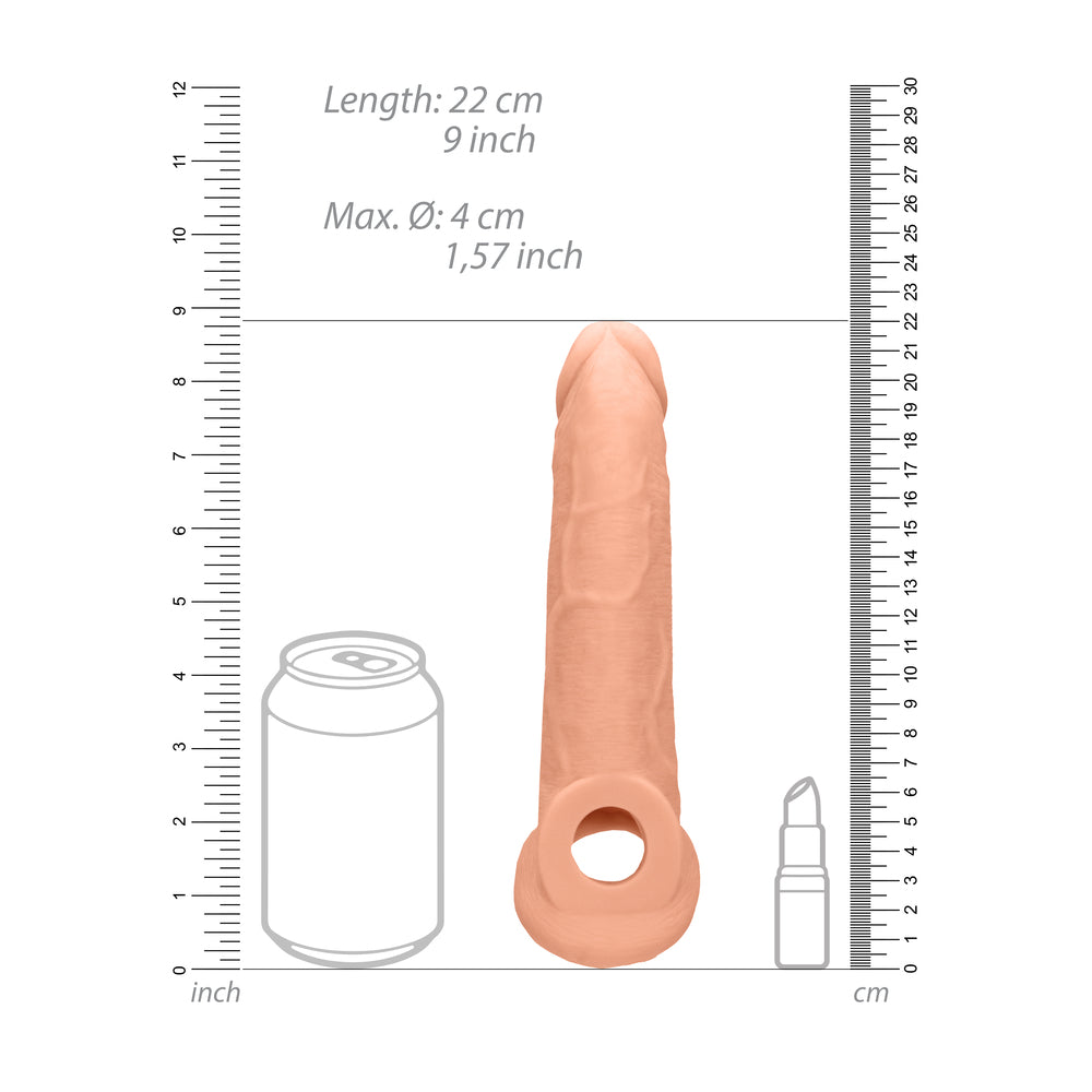 RealRock 9 Inch Penis Sleeve Flesh Pink - Peaches & Cream