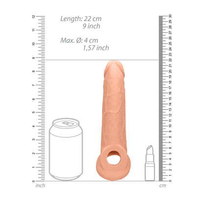 RealRock 9 Inch Penis Sleeve Flesh Pink - Peaches & Cream