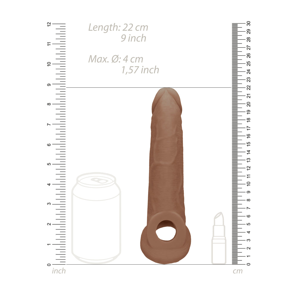 RealRock 9 Inch Penis Sleeve Flesh Tan - Peaches & Cream