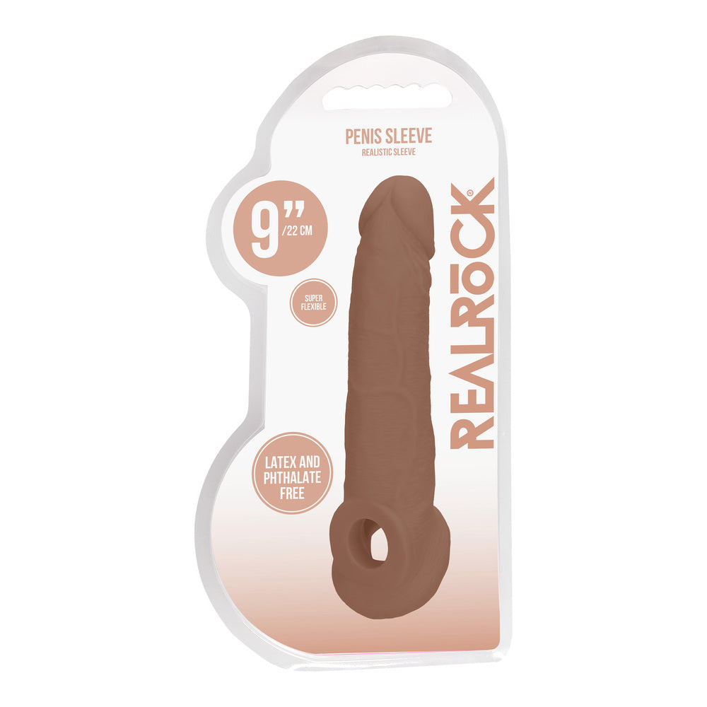 RealRock 9 Inch Penis Sleeve Flesh Tan - Peaches & Cream