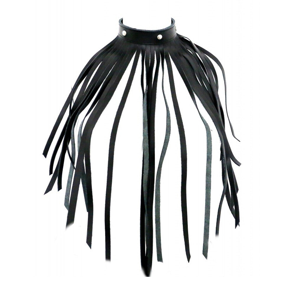 Leather Fringe Necklace Collar - Peaches & Cream