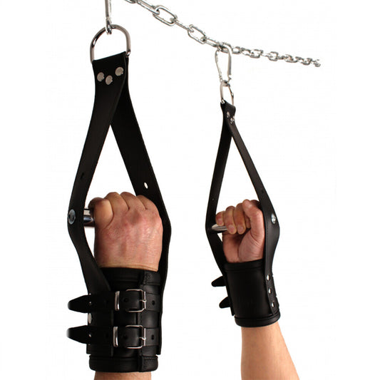 Deluxe Leather Suspension Handcuffs - Peaches & Cream