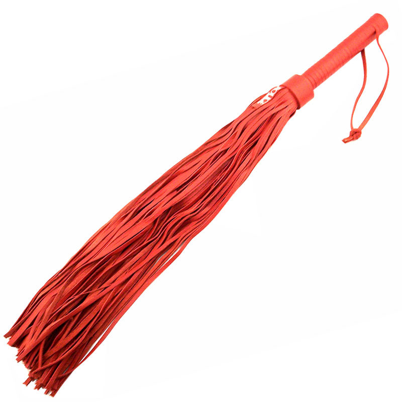 Rouge Garments Large Red Leather Flogger - Peaches & Cream