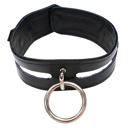 Rouge Garments Leather Fashion Bondage Collar Black - Peaches & Cream