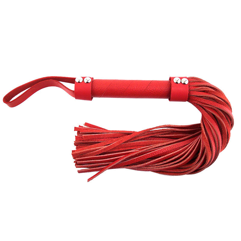 Rouge Garments Red Leather Flogger - Peaches & Cream