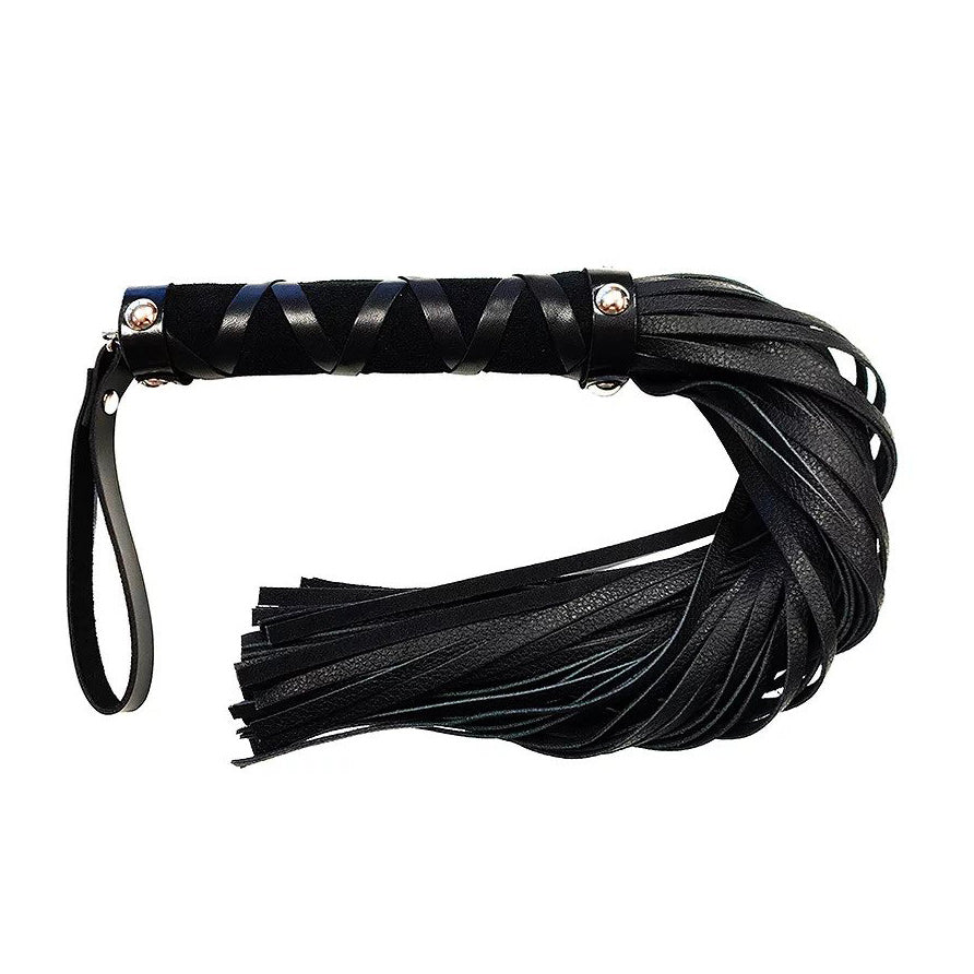 Rouge Short Leather Flogger With Studs - Peaches & Cream