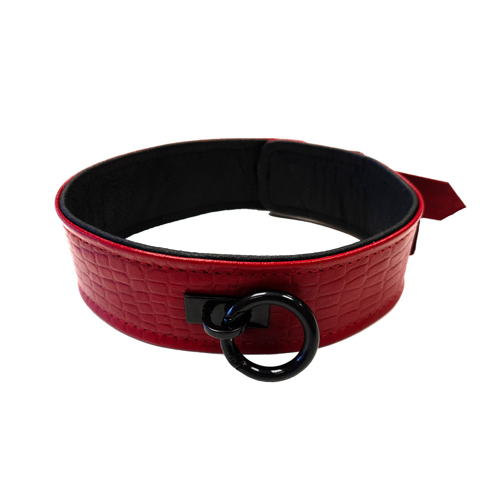 Rouge Garments Leather Croc Print Collar - Peaches & Cream