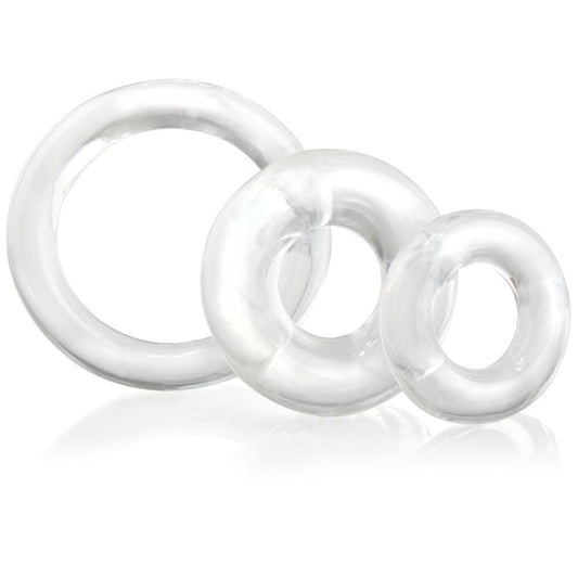 Screaming O RingO x3 Clear Cock Rings - Peaches & Cream