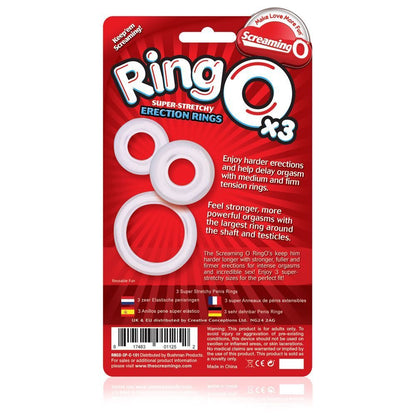 Screaming O RingO x3 Clear Cock Rings - Peaches & Cream