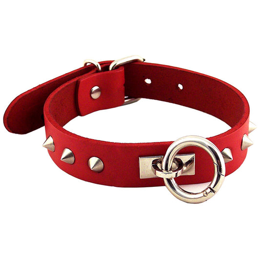 Rouge Garments Red Studded ORing Studded Collar - Peaches & Cream