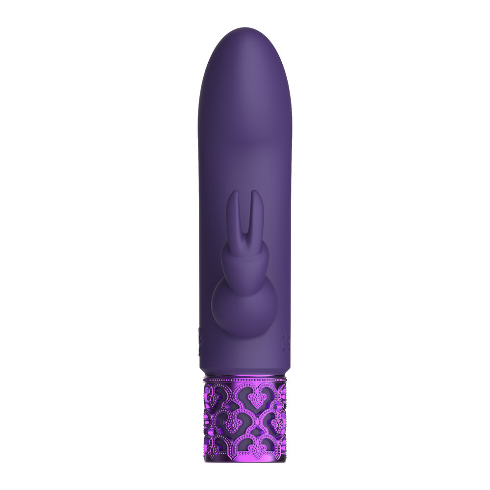 Royal Gems Dazzling Rechargeable Rabbit Bullet Purple - Peaches & Cream