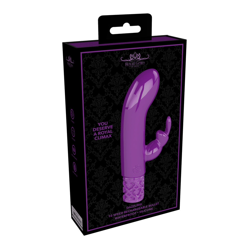 Royal Gems Dazzling Rechargeable Rabbit Bullet Purple - Peaches & Cream