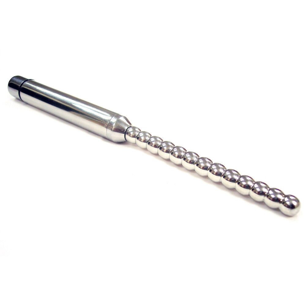 Rouge Stainless Steel Vibrating Ribbed Urethral Probe - Peaches & Cream