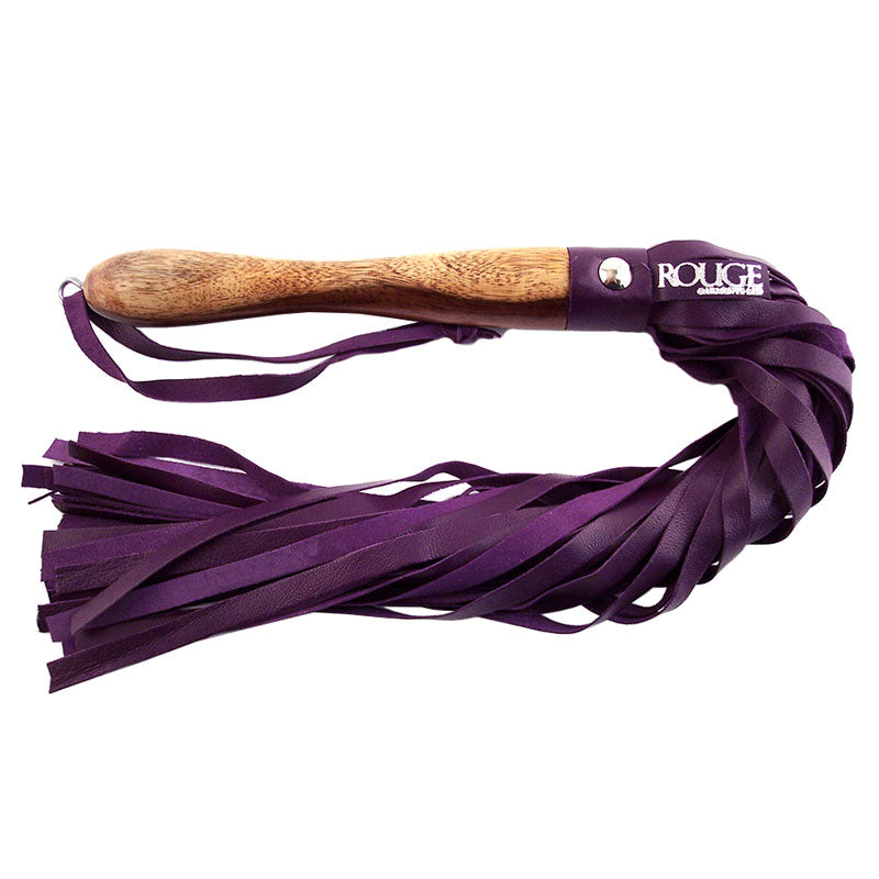 Rouge Garments Wooden Handled Purple Leather Flogger - Peaches & Cream