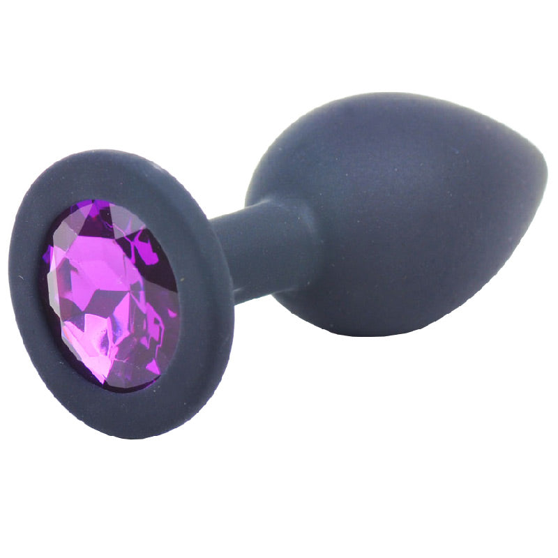 Small Black Jewelled Silicone Butt Plug - Peaches & Cream