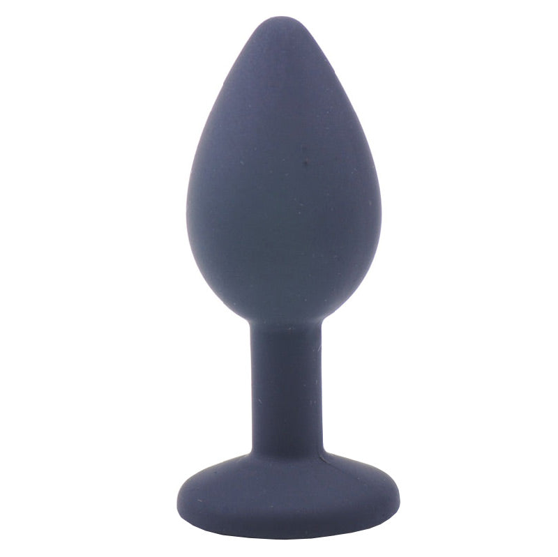 Small Black Jewelled Silicone Butt Plug - Peaches & Cream