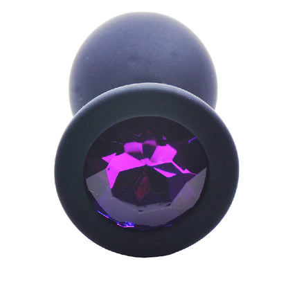 Medium Black Jewelled Silicone Butt Plug - Peaches & Cream