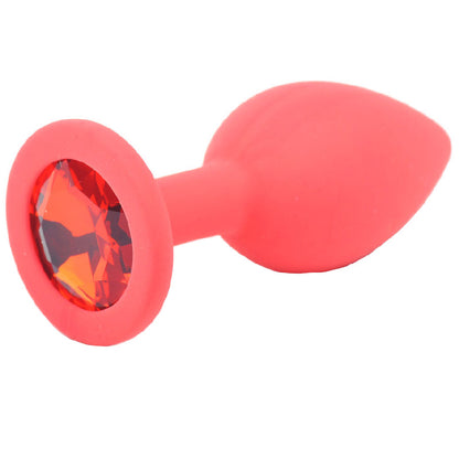 Small Red Jewelled Silicone Butt Plug - Peaches & Cream