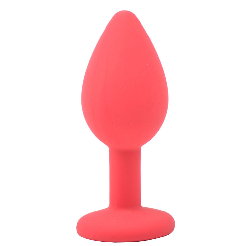 Small Red Jewelled Silicone Butt Plug - Peaches & Cream