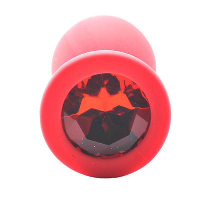 Small Red Jewelled Silicone Butt Plug - Peaches & Cream