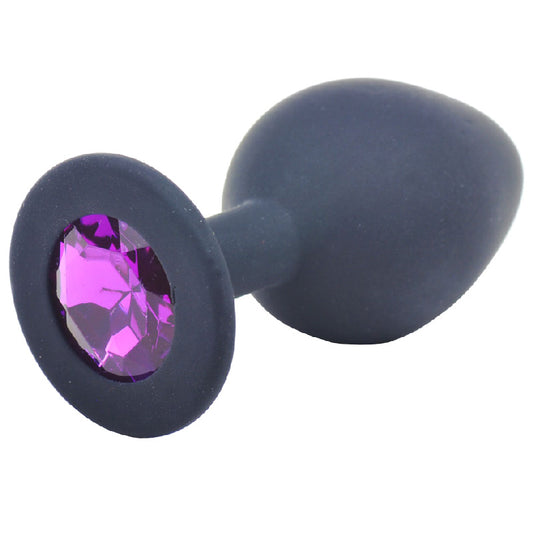 Medium Black Jewelled Silicone Butt Plug - Peaches & Cream