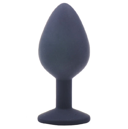 Medium Black Jewelled Silicone Butt Plug - Peaches & Cream