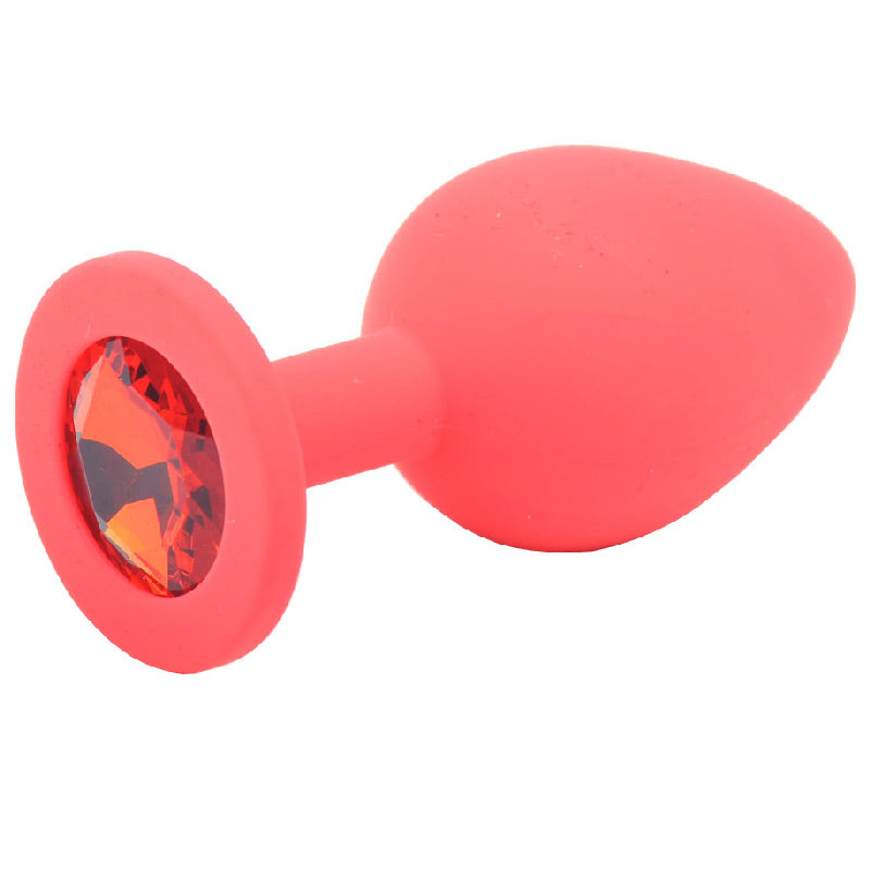 Medium Red Jewelled Silicone Butt Plug - Peaches & Cream