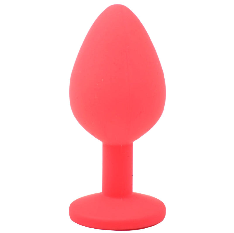 Medium Red Jewelled Silicone Butt Plug - Peaches & Cream