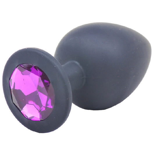 Large Black Jewelled Silicone Butt Plug - Peaches & Cream