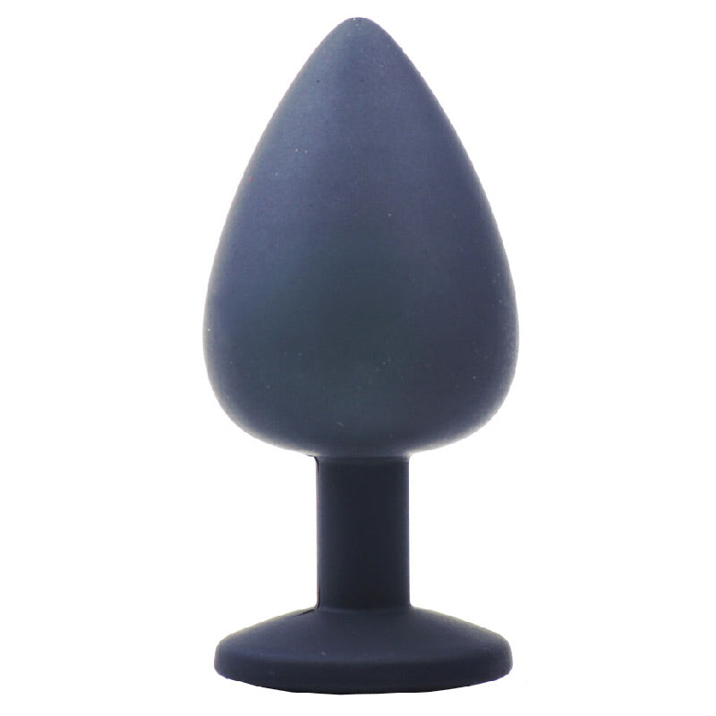 Large Black Jewelled Silicone Butt Plug - Peaches & Cream