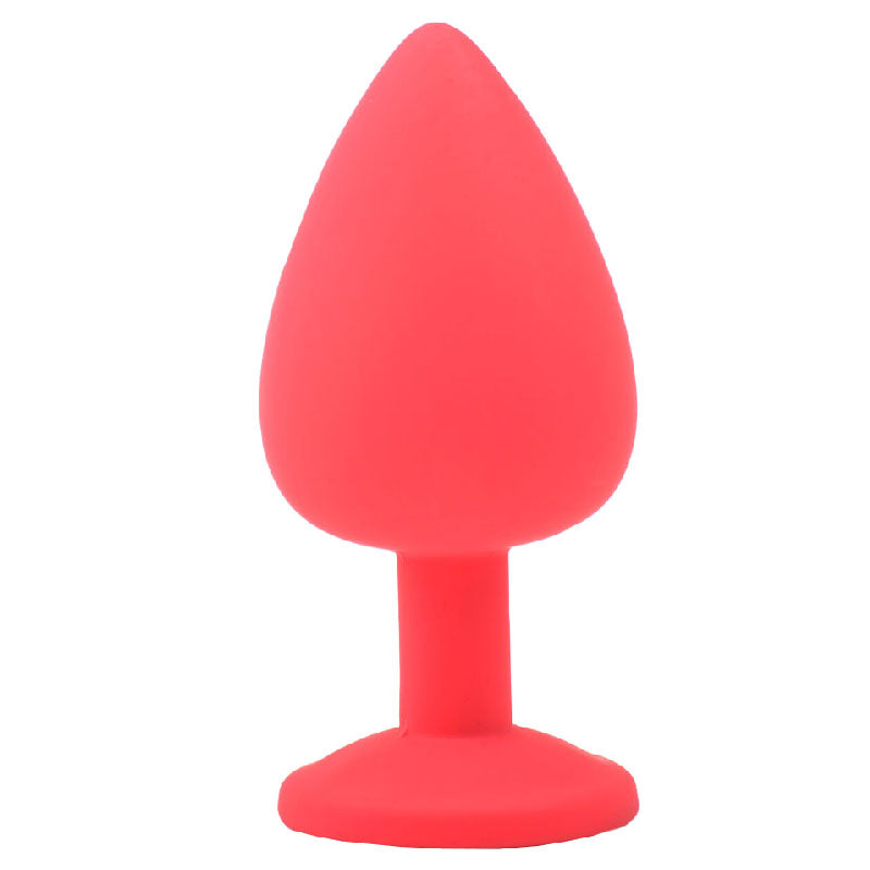 Large Red Jewelled Silicone Butt Plug - Peaches & Cream