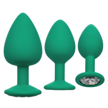 Cheeky Gems Butt Plugs 3 Piece Set Green - Peaches & Cream