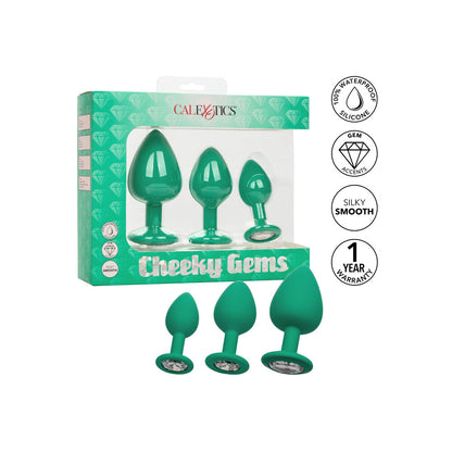 Cheeky Gems Butt Plugs 3 Piece Set Green - Peaches & Cream