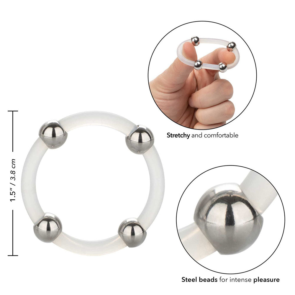 Steel Beaded Silicone Ring XL - Peaches & Cream