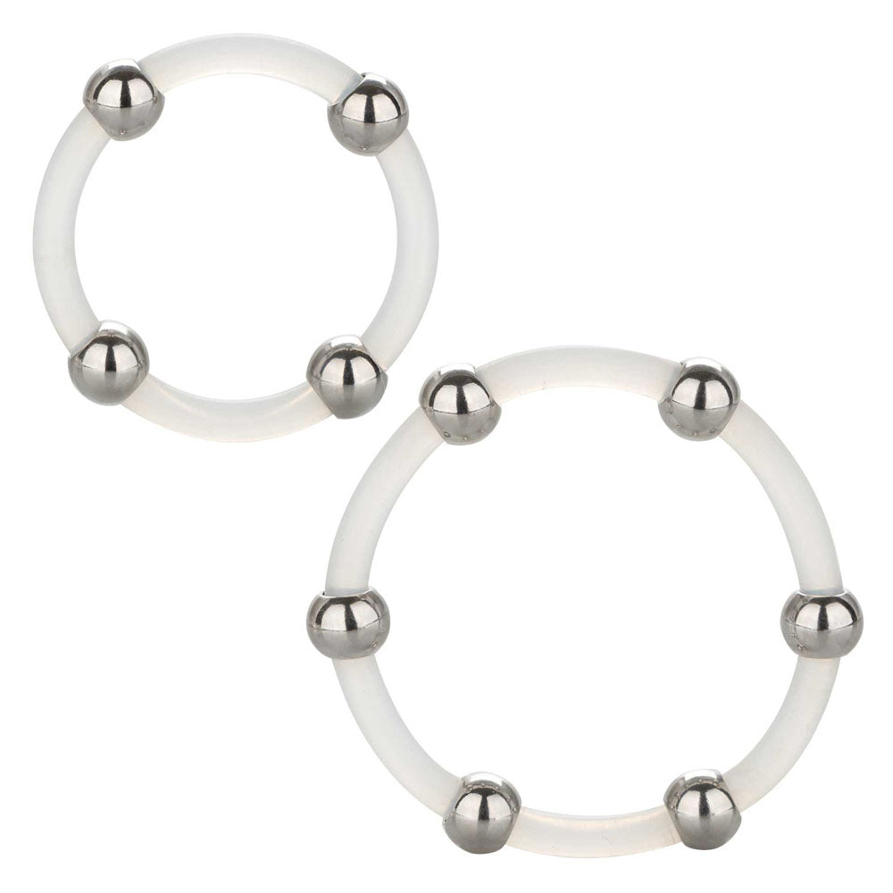 Steel Beaded Silicone Ring Set - Peaches & Cream