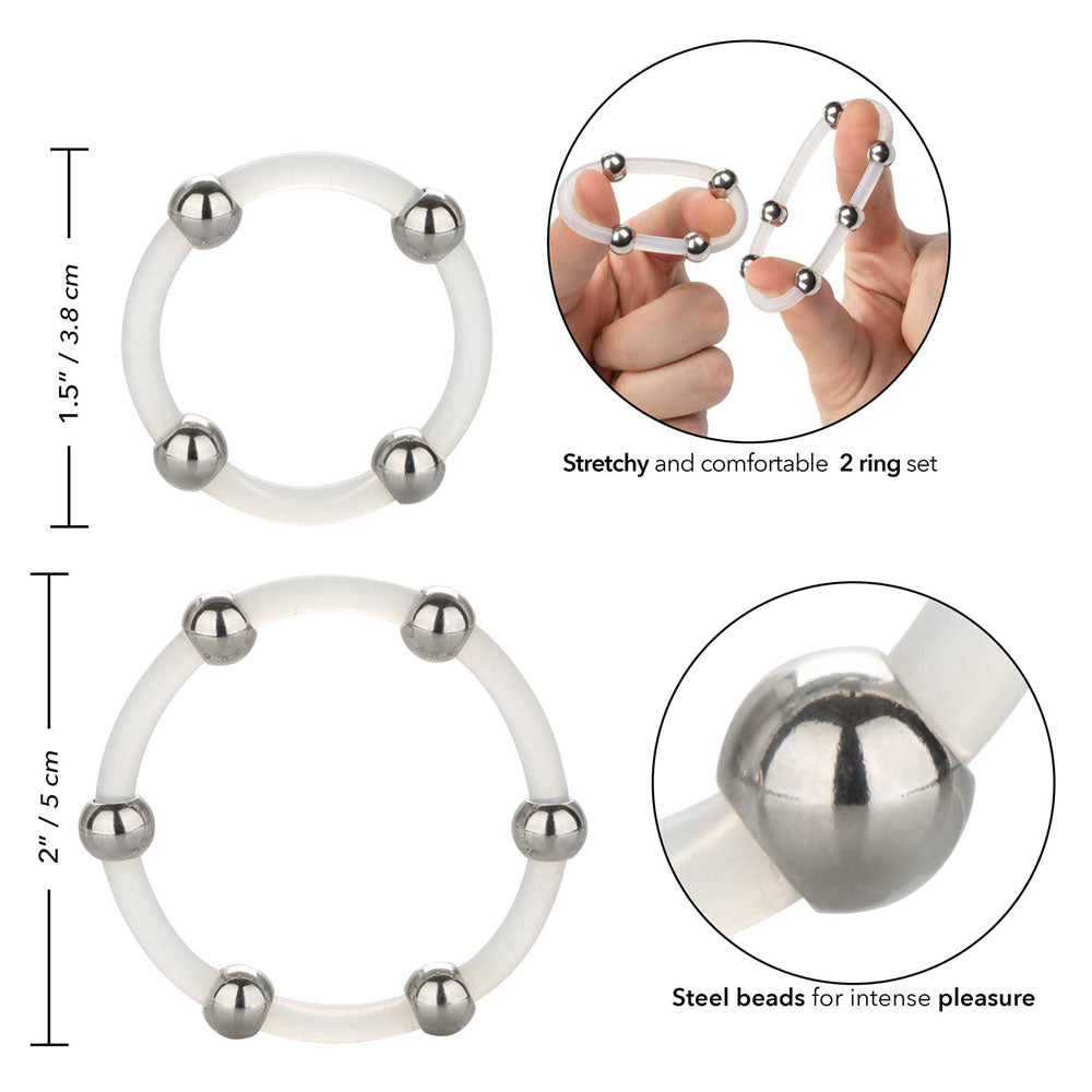 Steel Beaded Silicone Ring Set - Peaches & Cream