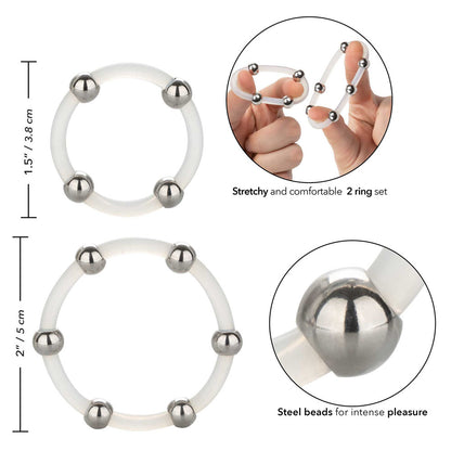 Steel Beaded Silicone Ring Set - Peaches & Cream