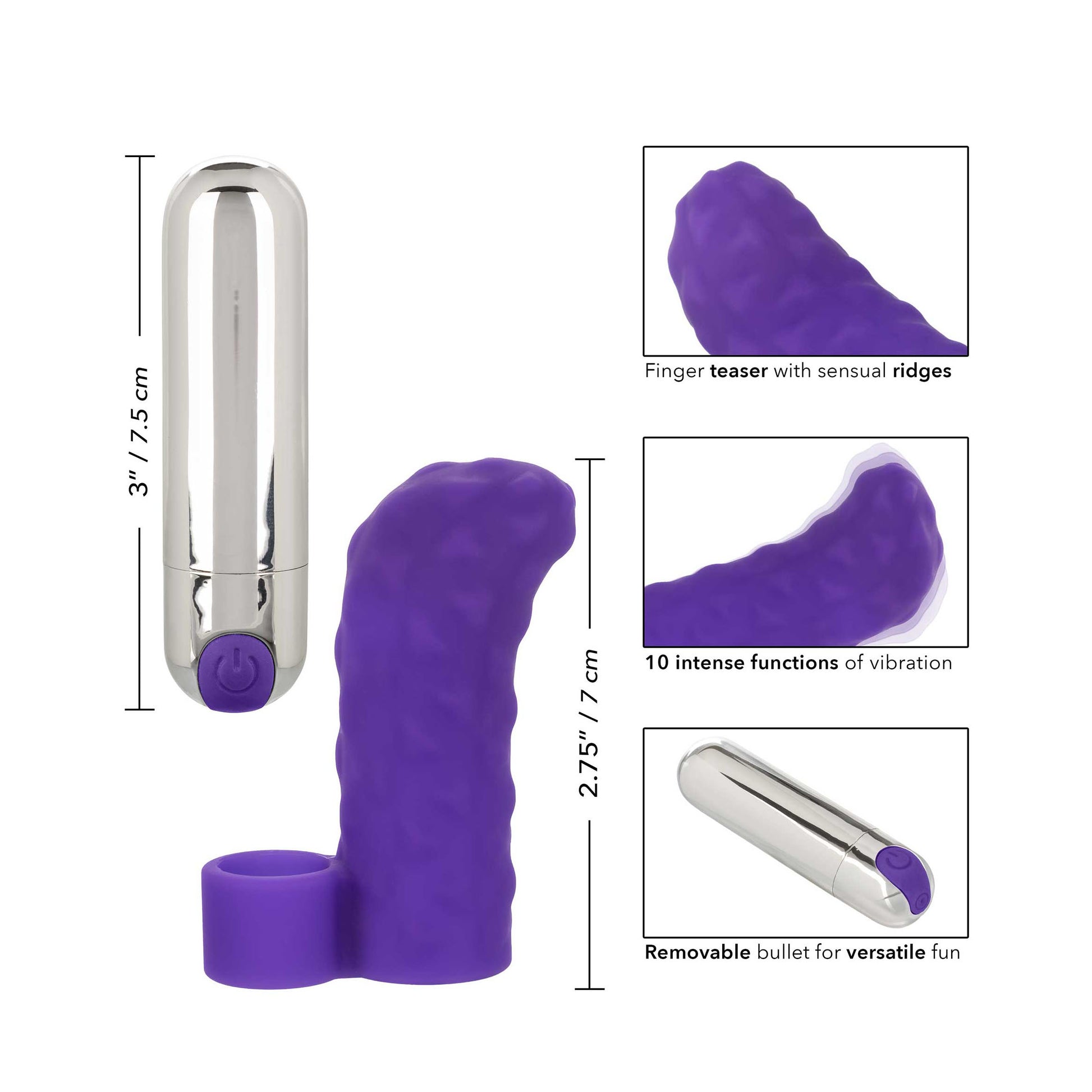 Intimate Play Purple Rechargeable Finger Teaser - Peaches & Cream