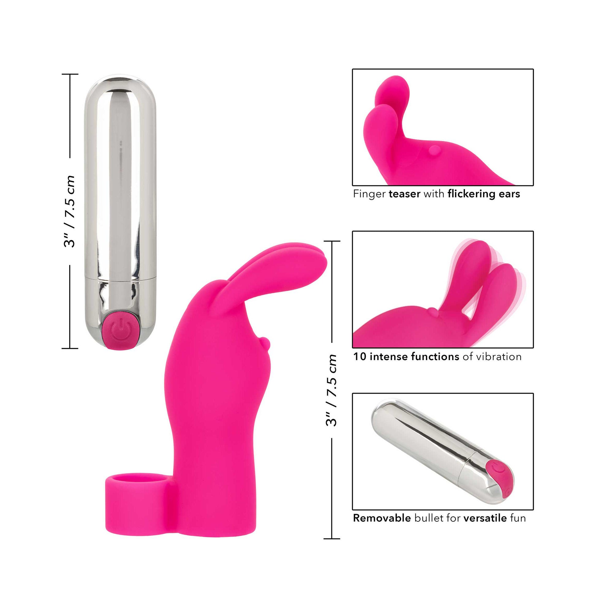 Intimate Play Pink Rechargeable Bunny Finger Vibrator - Peaches & Cream