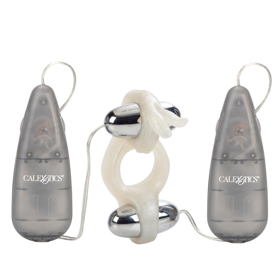 Rocking Rabbit Duo Vibrating Cock Ring - Peaches & Cream