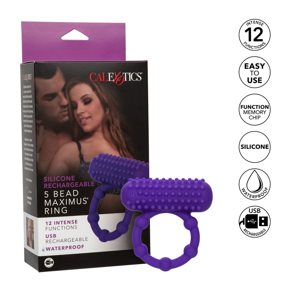 5 Bead Maximus Rechargeable Cock Ring - Peaches & Cream